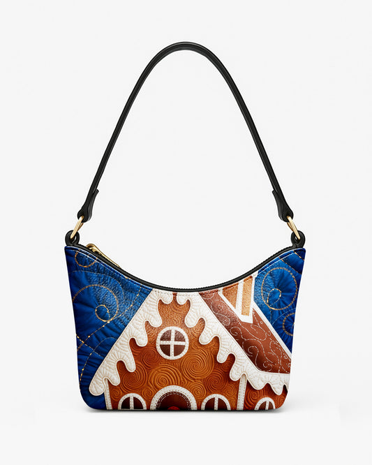 Gingerbread House Leather Baguette Bag Underarm Shoulder Bag FSBU0106