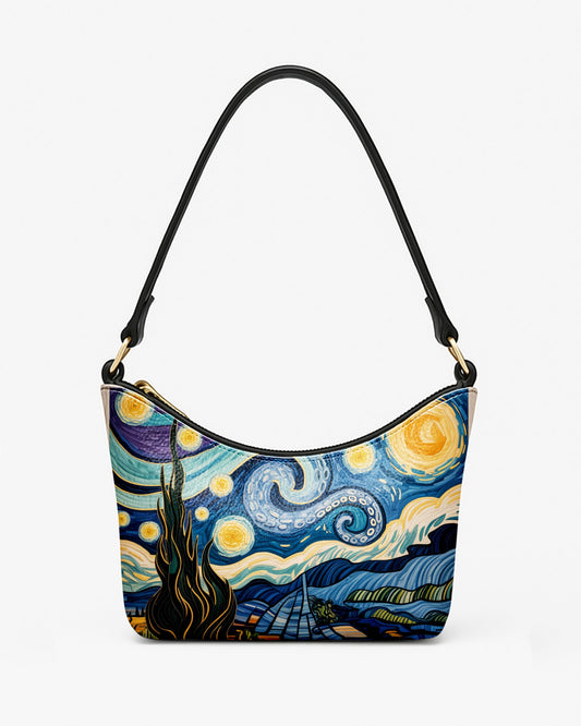 RE:LEATHER Leather Baguette Bag Underarm Shoulder Bag in Starry Night Octopus Tentacle 02