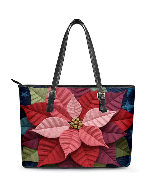 Poinsettia Flower Leather Saddle Shoulder Bag FSB0019