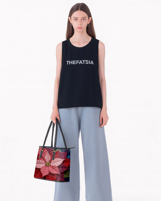 Poinsettia Flower Leather Saddle Shoulder Bag FSB0019