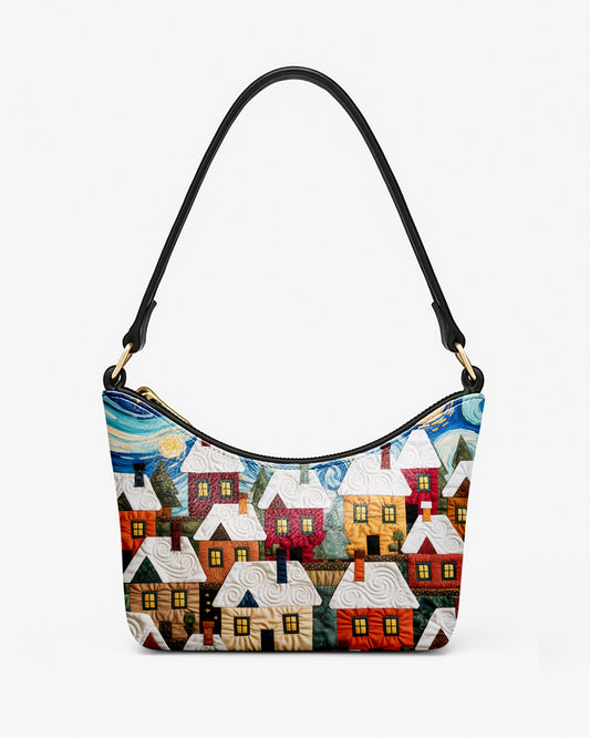 Snowy Village Leather Baguette Bag Underarm Shoulder Bag FSBU0123