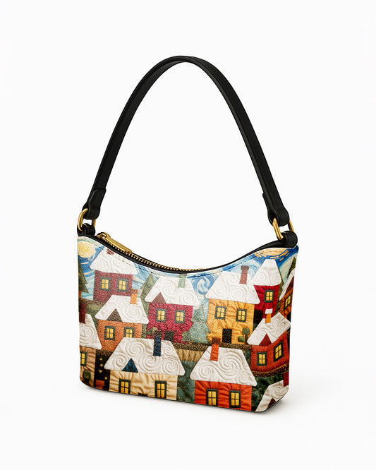 Snowy Village Leather Baguette Bag Underarm Shoulder Bag FSBU0123
