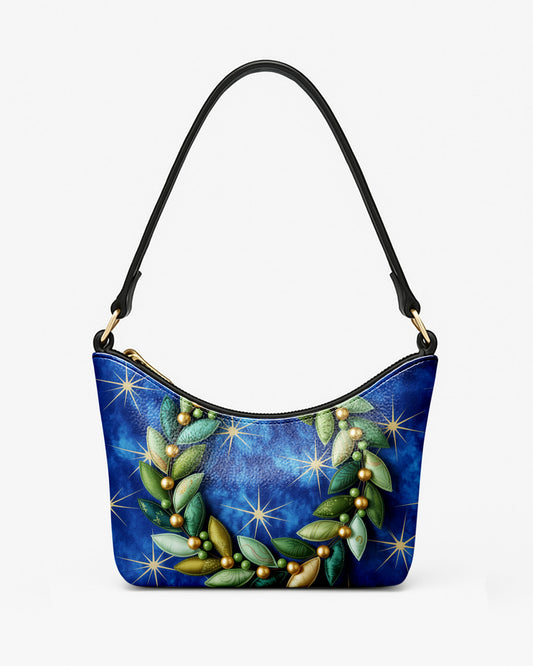 Christmas Wreath Leather Baguette Bag Underarm Shoulder Bag FSBU0131