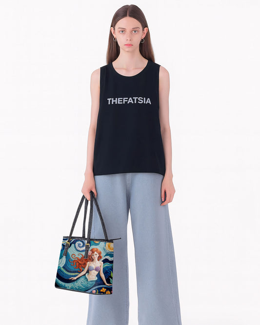 Mermaid Van Gogh Starry Night Style Leather Saddle Shoulder Bag FSB0090