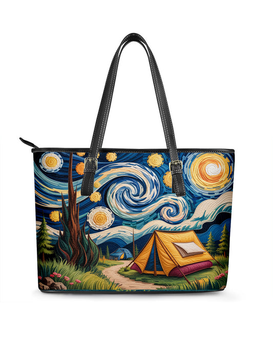 Van Gogh Starry Night Style Leather Saddle Shoulder Bag FSB0098