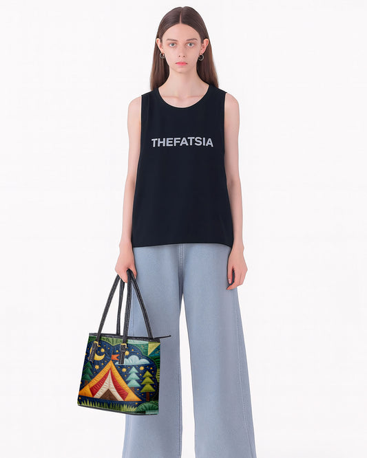 Camping Scene Leather Saddle Shoulder Bag FSB0102