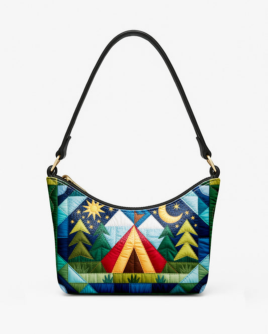 RE:LEATHER Leather Baguette Bag Underarm Shoulder Bag in Night Forest Camping 01