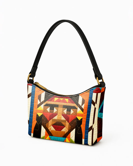 RE:LEATHER Leather Baguette Bag Underarm Shoulder Bag in Native American Colorful 02