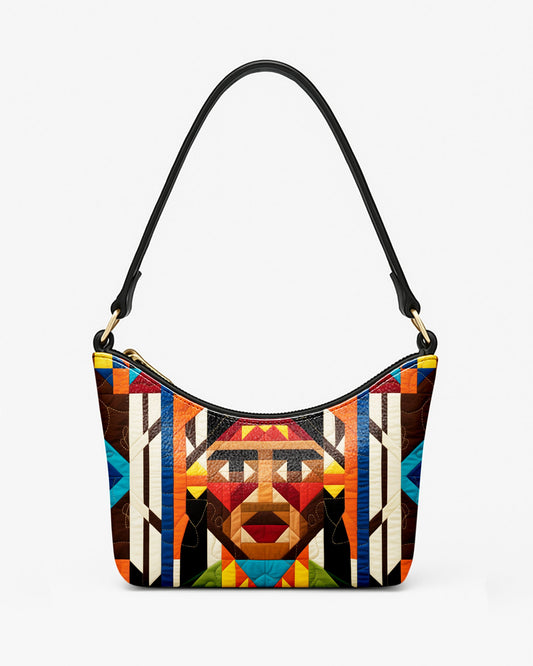 RE:LEATHER Leather Baguette Bag Underarm Shoulder Bag in Native American Colorful 02