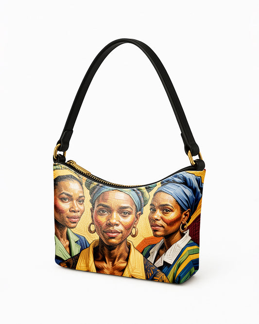 RE:LEATHER Leather Baguette Bag Underarm Shoulder Bag in Starry Night With Native Americans 02