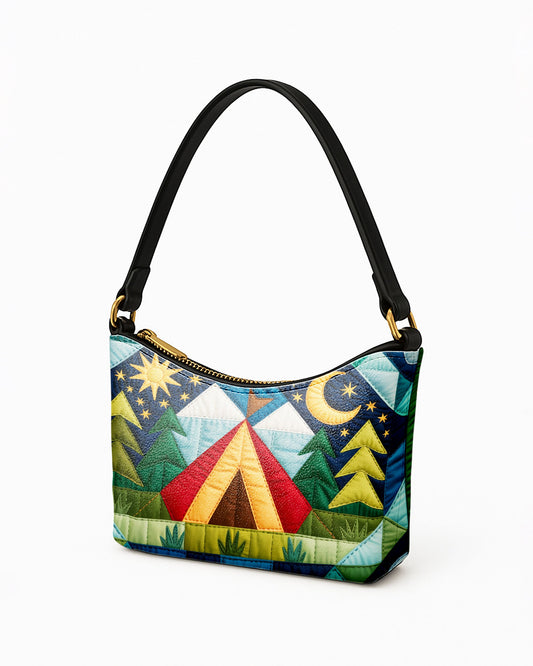 RE:LEATHER Leather Baguette Bag Underarm Shoulder Bag in Night Forest Camping 01