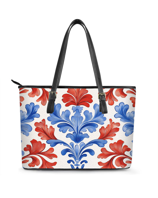 RE:LEATHER Leather Saddle Shoulder Bag with Top Handle Casual Tote Bag in Annaogan Italian Blue and Red