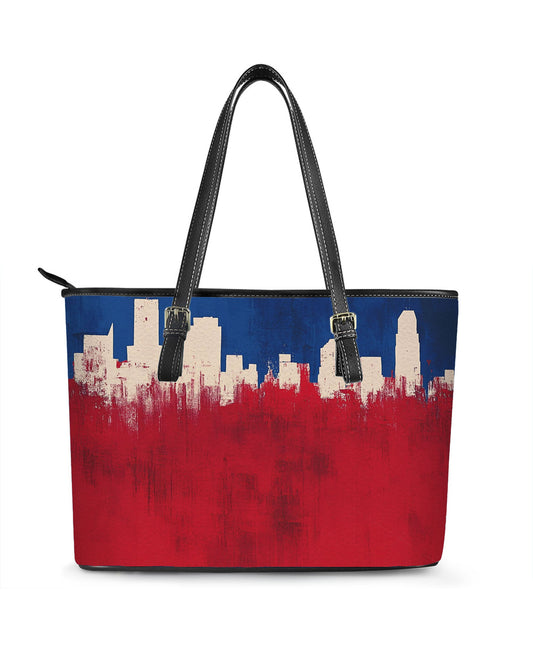 RE:LEATHER Leather Saddle Shoulder Bag with Top Handle Casual Tote Bag in Bunobo Crimson Royal Blue Red White