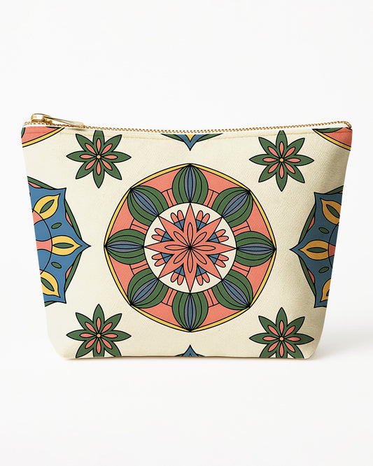 Set of 3 - REPOUCH Essential Zipper Pouch for Makeup Bag in Bohemian Mandala Vintage Colorful Flower 22