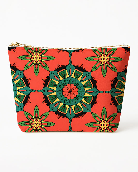 Set of 3 - REPOUCH Essential Zipper Pouch for Makeup Bag in Bohemian Mandala Vintage Colorful Flower 28