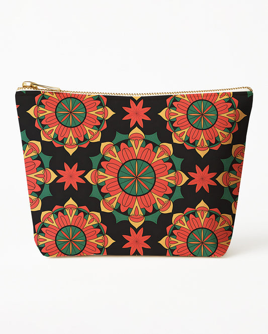 Set of 3 - REPOUCH Essential Zipper Pouch for Makeup Bag in Bohemian Mandala Vintage Colorful Flower 12