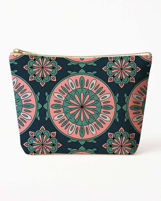 Set of 3 - REPOUCH Essential Zipper Pouch for Makeup Bag in Bohemian Mandala Vintage Colorful Flower 01