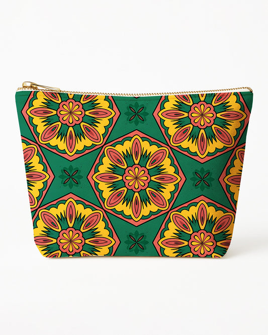 Set of 3 - REPOUCH Essential Zipper Pouch for Makeup Bag in Bohemian Mandala Vintage Colorful Flower 03