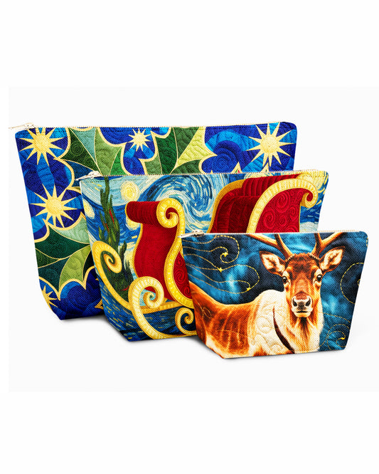 Set of 3 - REPOUCH Essential Zipper Pouch for Makeup Bag in Christmas Day 06