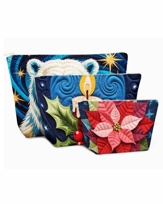 Set of 3 - REPOUCH Essential Zipper Pouch for Makeup Bag in Christmas Day 05