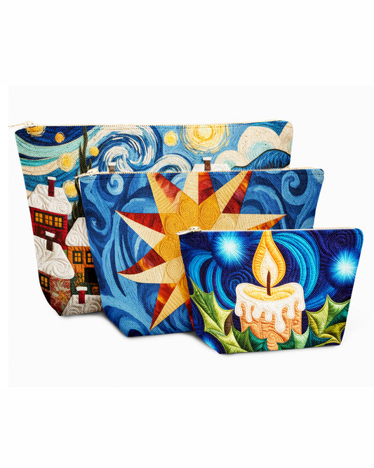 Set of 3 - REPOUCH Essential Zipper Pouch for Makeup Bag in Christmas Day 10