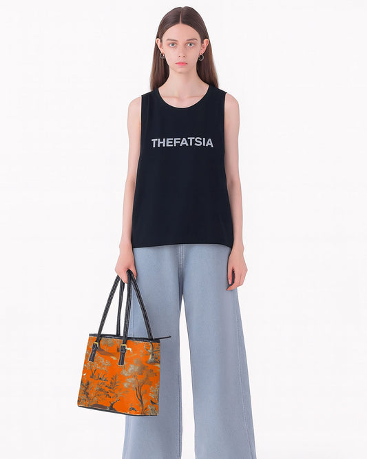 RE:LEATHER Leather Saddle Shoulder Bag with Top Handle Casual Tote Bag in Gold Forest