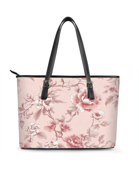 RE:LEATHER Leather Saddle Shoulder Bag with Top Handle Casual Tote Bag in Pink Bloom Rose