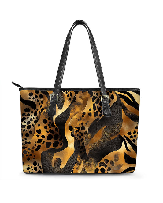 RE:LEATHER Leather Saddle Shoulder Bag with Top Handle Casual Tote Bag in Luxury Wild Animal Skin