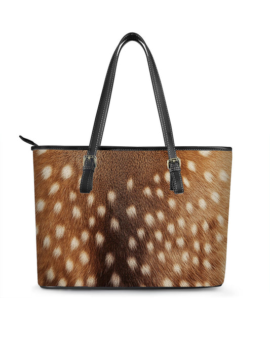 RE:LEATHER Leather Saddle Shoulder Bag with Top Handle Casual Tote Bag in Brown Deer Fur