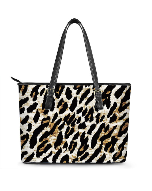 RE:LEATHER Leather Saddle Shoulder Bag with Top Handle Casual Tote Bag in Tiger Skin
