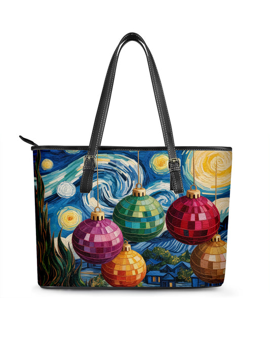 Christmas Baubles Leather Saddle Shoulder Bag FSB0001