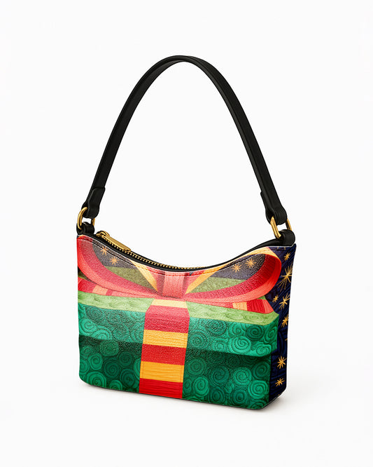 Christmas Present Leather Baguette Bag Underarm Shoulder Bag FSBU0114