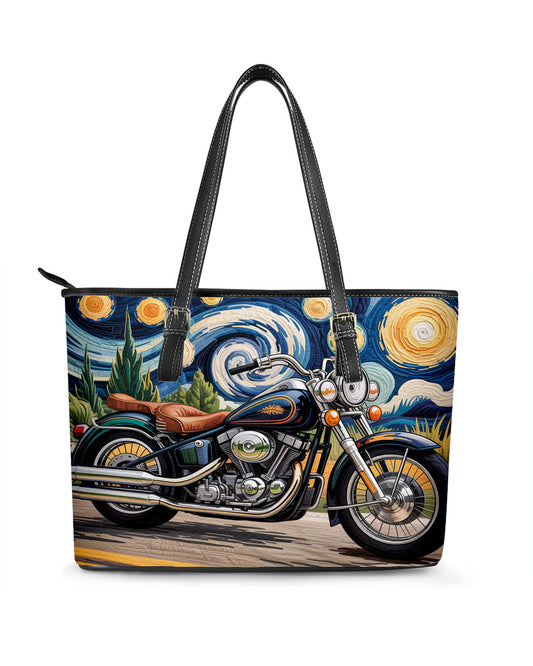 Van Gogh Starry Night Style Leather Saddle Shoulder Bag FSB0079