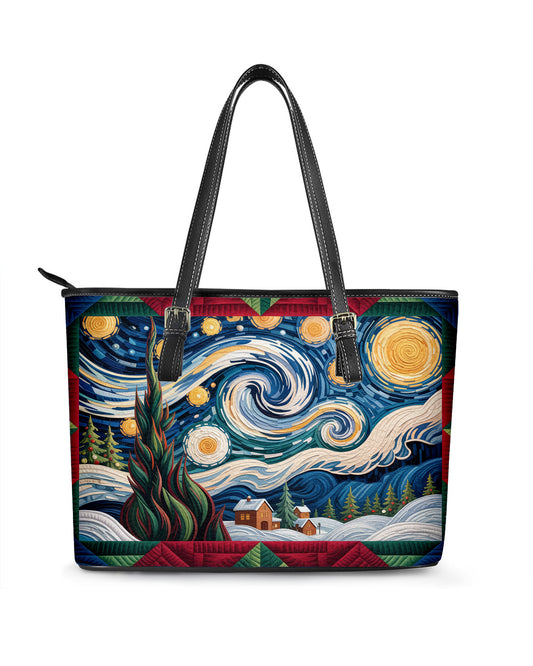 Van Gogh Starry Night Style Leather Saddle Shoulder Bag FSB0086