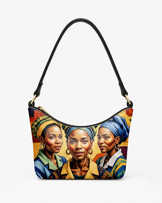 RE:LEATHER Leather Baguette Bag Underarm Shoulder Bag in Starry Night With Native Americans 02