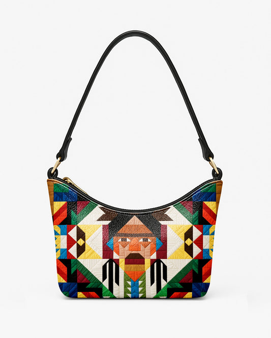 RE:LEATHER Leather Baguette Bag Underarm Shoulder Bag in Native American Colorful 03