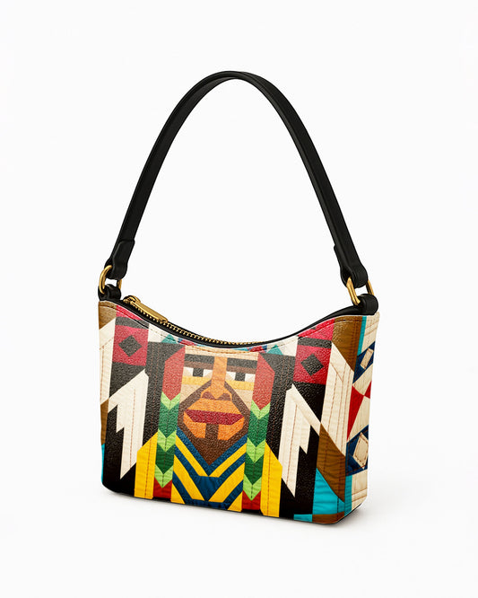 RE:LEATHER Leather Baguette Bag Underarm Shoulder Bag in Native American Colorful 01