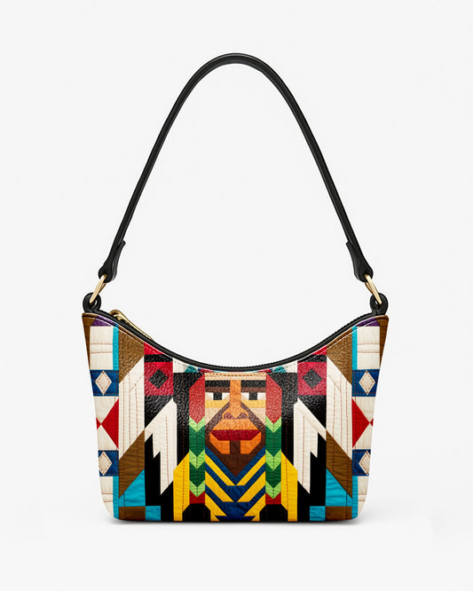 RE:LEATHER Leather Baguette Bag Underarm Shoulder Bag in Native American Colorful 01
