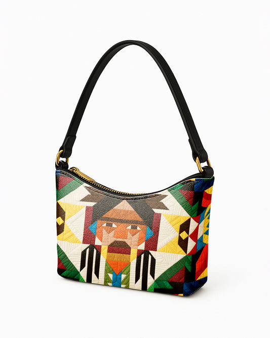 RE:LEATHER Leather Baguette Bag Underarm Shoulder Bag in Native American Colorful 03