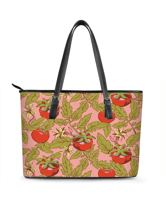 RE:LEATHER Leather Saddle Shoulder Bag with Top Handle Casual Tote Bag in Tomato Vintage on Pink