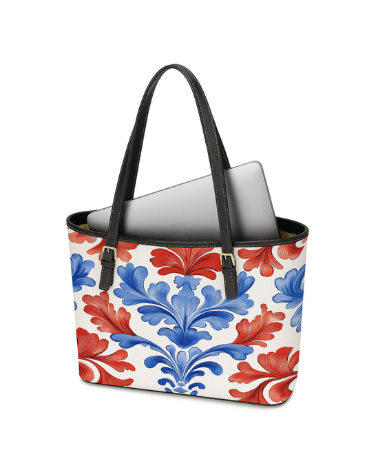 RE:LEATHER Leather Saddle Shoulder Bag with Top Handle Casual Tote Bag in Annaogan Italian Blue and Red