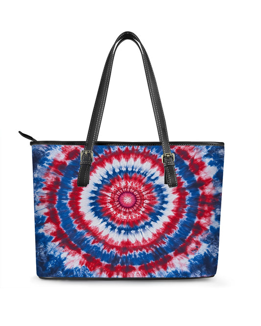 RE:LEATHER Leather Saddle Shoulder Bag with Top Handle Casual Tote Bag in Darrengill Red White and Blue
