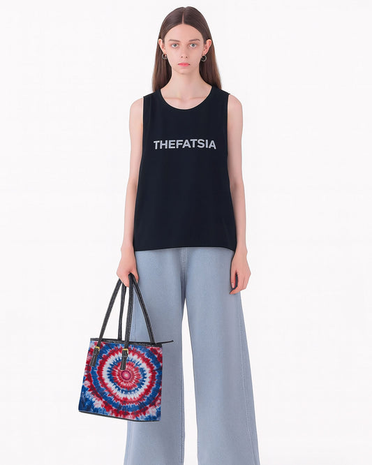RE:LEATHER Leather Saddle Shoulder Bag with Top Handle Casual Tote Bag in Darrengill Red White and Blue