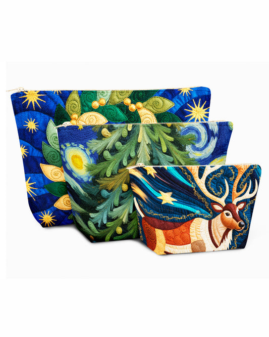 Set of 3 - REPOUCH Essential Zipper Pouch for Makeup Bag in Christmas Day 20