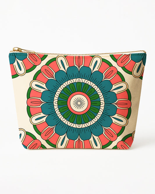 Set of 3 - REPOUCH Essential Zipper Pouch for Makeup Bag in Bohemian Mandala Vintage Colorful Flower 21