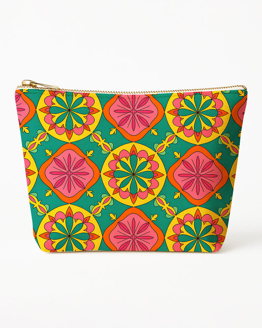 Set of 3 - REPOUCH Essential Zipper Pouch for Makeup Bag in Bohemian Mandala Vintage Colorful Flower 14