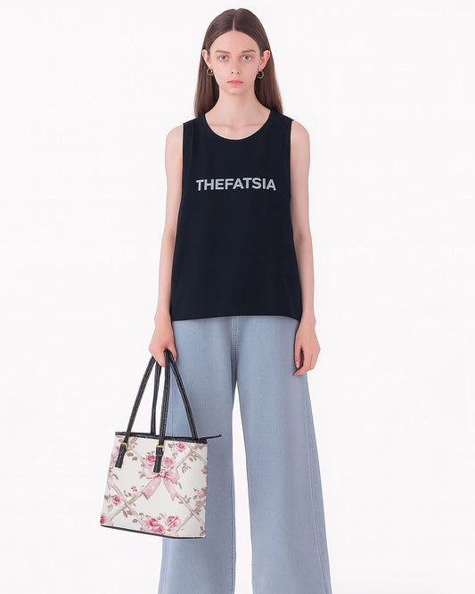 RE:LEATHER Leather Saddle Shoulder Bag with Top Handle Casual Tote Bag in Pink Pastel Ribbon Bow Flower