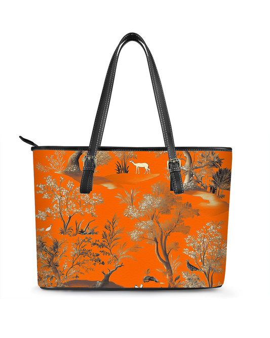 RE:LEATHER Leather Saddle Shoulder Bag with Top Handle Casual Tote Bag in Gold Forest