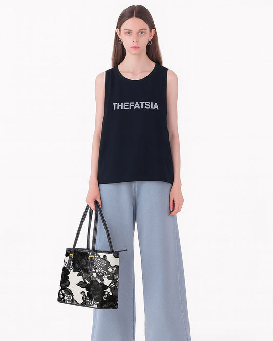 RE:LEATHER Leather Saddle Shoulder Bag with Top Handle Casual Tote Bag in Black Floreal