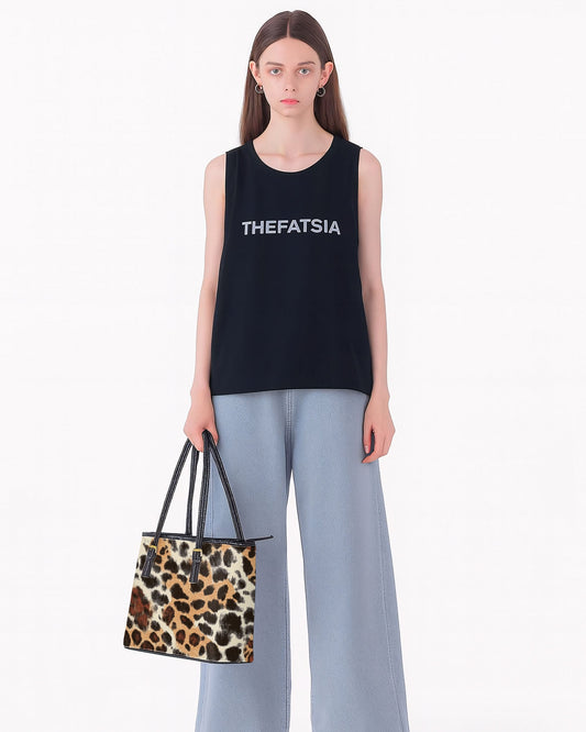 RE:LEATHER Leather Saddle Shoulder Bag with Top Handle Casual Tote Bag in Brown Wild Animal Skin